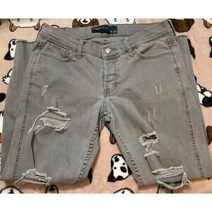 New Hollister Womens 5 W27 Ultra Low Rise BOYFRIEND Distressed Gray Denim JEANS